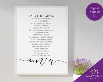 Salve Regina Latin Prayer Printable - Catholic Wall Art (Digital Download)