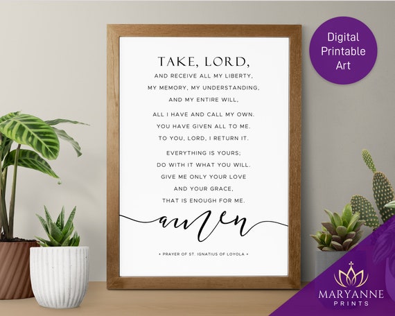Prayer of St. Ignatius of Loyola Suscipe Saint Ignatius - Etsy