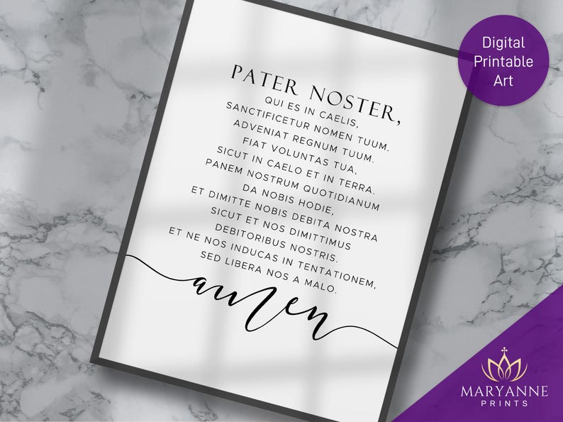 Pater Noster Latin Prayer Printable: Catholic Wall Art (digital ...