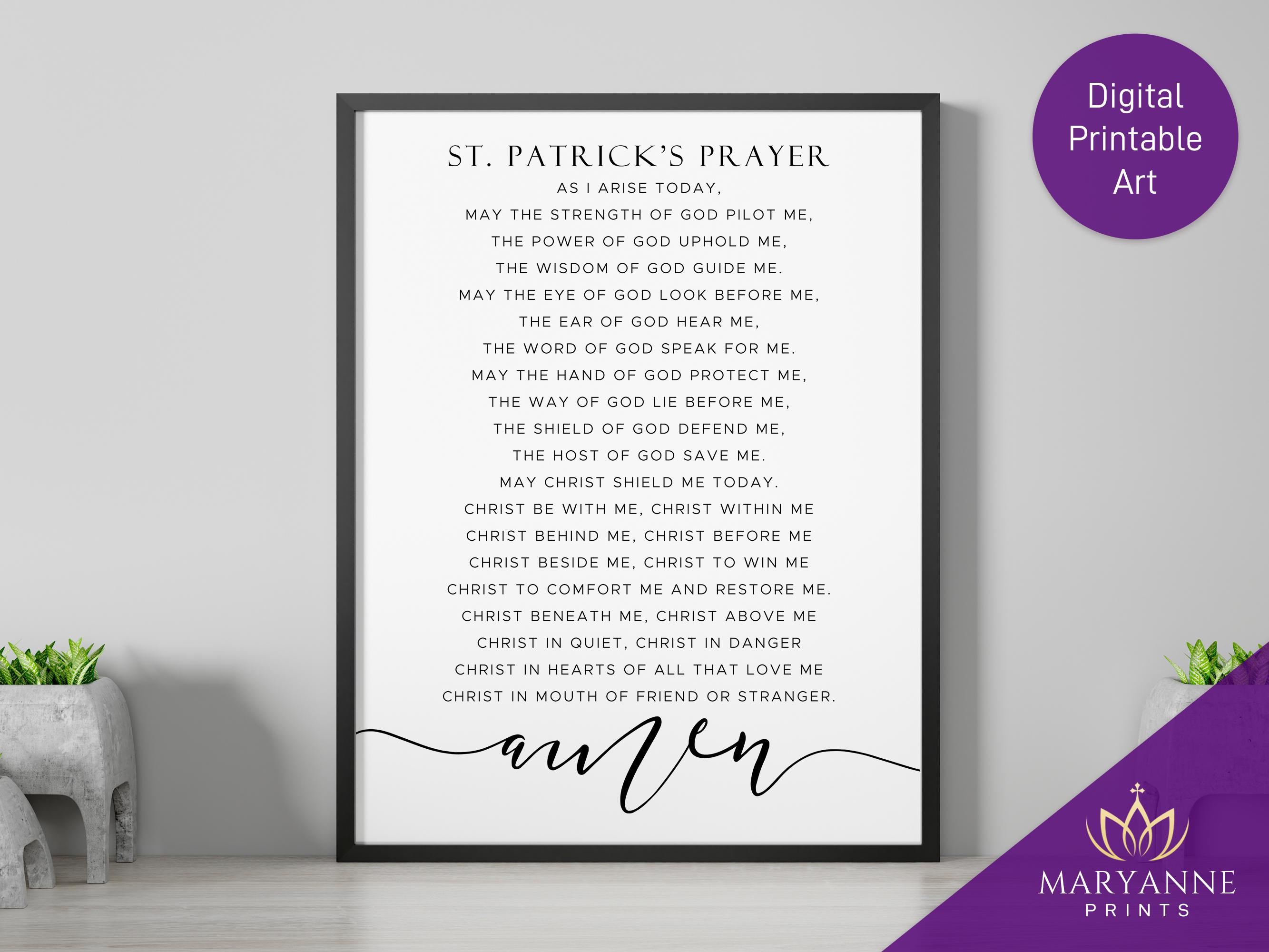 St. Patrick's Prayer Art Print: Catholic Breastplate Prayer (digital ...