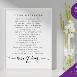 The Miracle Prayer, Catholic Prayer for Miracle, Miracle Prayer Printable, Catholic Printable Gift