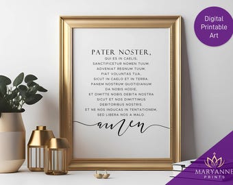 Pater Noster Latin Prayer Printable: Catholic Wall Art (Digital Download)