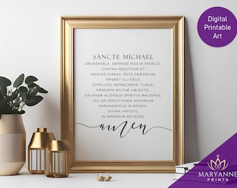 Saint Michael Prayer Latin Printable: Catholic Wall Art (Digital Download)