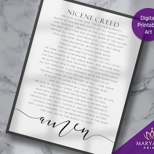 Nicene Creed Printable, Nicene Creed prayer, Catholic Prayer, Catholic Wall Art, Catholic Printable, Rosary, Catholic Art, Catholic Gift