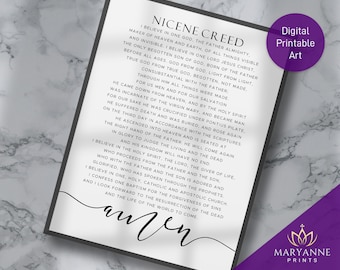 Nicene Creed Printable, Nicene Creed prayer, Catholic Prayer, Catholic Wall Art, Catholic Printable, Rosary, Catholic Art, Catholic Gift