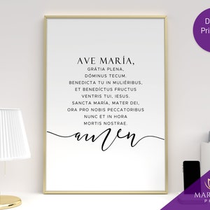 Ave Maria Prayer Printable: Latin Catholic Wall Art (Digital Download)