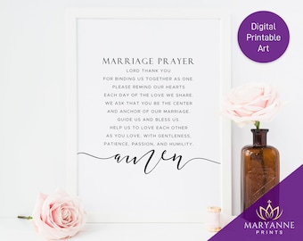 Christian Marriage Prayer, Couples Prayer, Christian Prayer for Marriage, Christian Wall Art, Printable Gift
