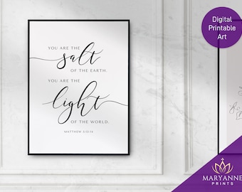 Matthew 5:13-14 Bible Verse Printable Wall Art (Digital Download)