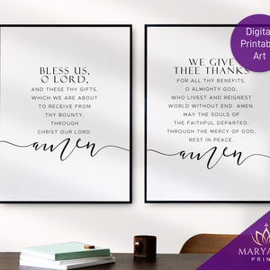 Grace Before and After Meals, Prayer before eating, Catholic Prayer, Catholic Wall Art, Catholic Printable, Catholic Gifts, Catholic Decor