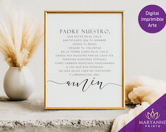 Padre Nuestro Spanish Prayer Printable, Catholic Home Decor (Digital Download)
