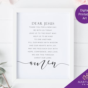 Children&#39;s Prayer, School Prayer, Dear Jesus Thank you, Printable Christian Prayer for Kids, Catholic School Prayer, Children&#39;s Room Prayer