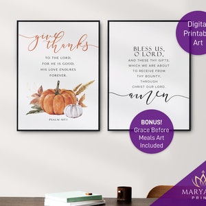 Printable Thanksgiving Bible Verse Wall Art, Psalm 107:1 Bible Verse Wall Art, Give Thanks to ...