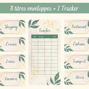 8 A6 budget envelope titles + 1 printable expense tracker, tropical floral theme, envelope labels, budget workbook