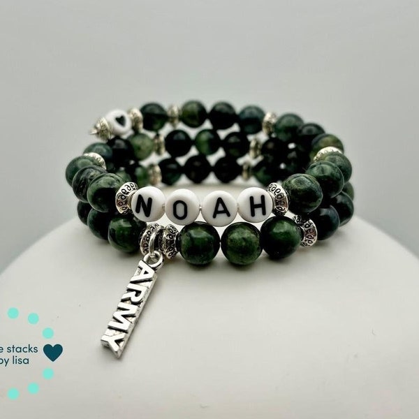 Military Bracelet | Army | Navy |  Airforce | Marines |  Personalized Bracelet | Personalized Bracelets for Women |  Word Bracelet | Beaded