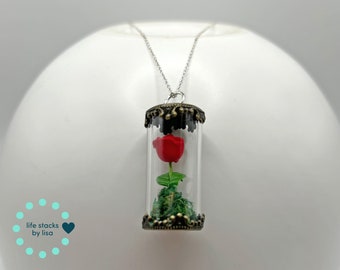 Collar de encanto de rosa encantada / Collar de la Bella y la Bestia / Princesa / Bella / Disney