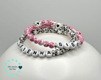 Pulsera de cuentas de porcelana / Pulsera personalizada / Pulsera de cuentas redondas de cerámica floral / Pulsera de cuentas estilo chinoiserie / Pulsera personalizada