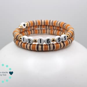 Date Bracelet | Number Bracelet |Heishi Bead Bracelet | Heishi Bracelet Stack | Heishi Bracelet Set | Beaded Bracelet | Name Bracelet