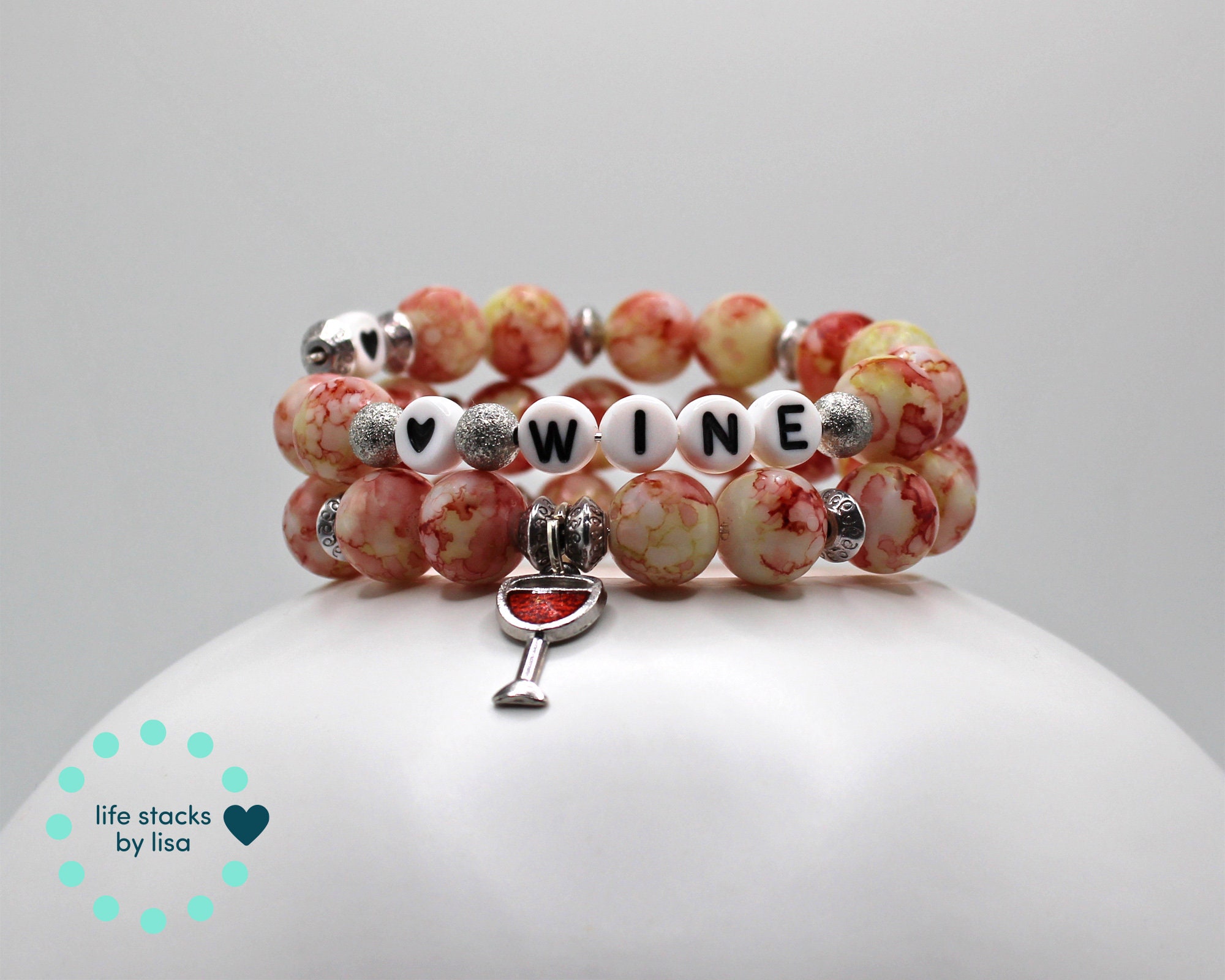 Wine Bracelet Wine Charm Bracelet Wine Lover Bracelet Personalized Bracelets for Women Beaded