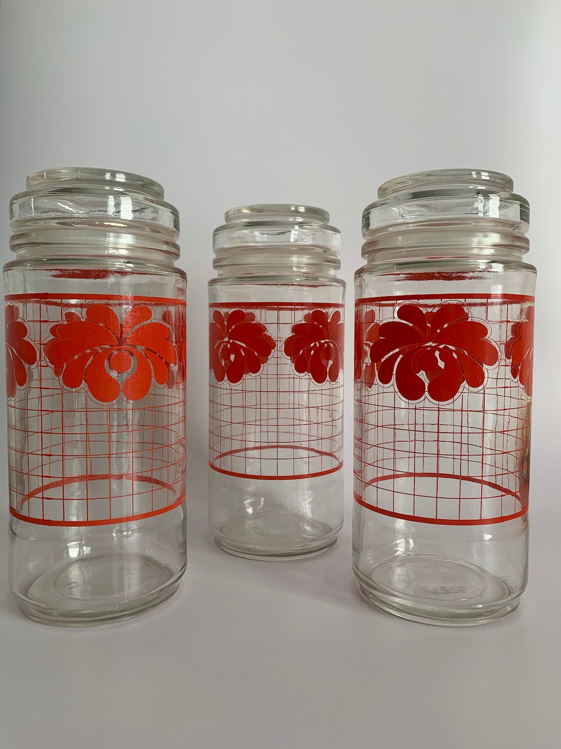 Set of 3 Vintage Glass Retro Containers Coffee Storage Jars Etsy