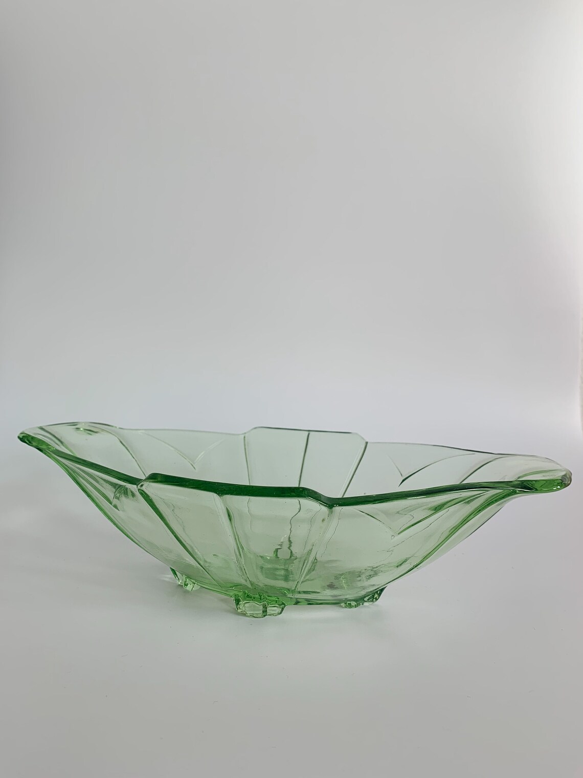 30's Vintage Art Deco Uranium Green Glass Fruit Bowl Etsy UK