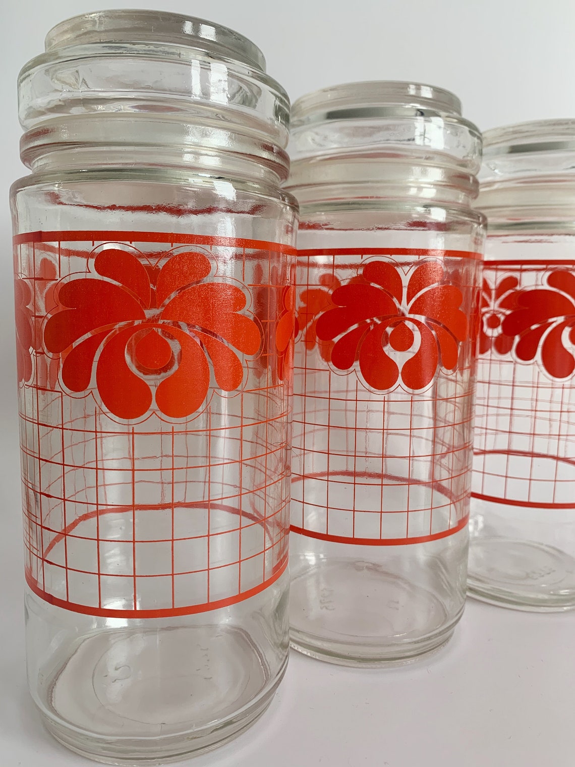 Set of 3 Vintage Glass Retro Containers Coffee Storage Jars Etsy