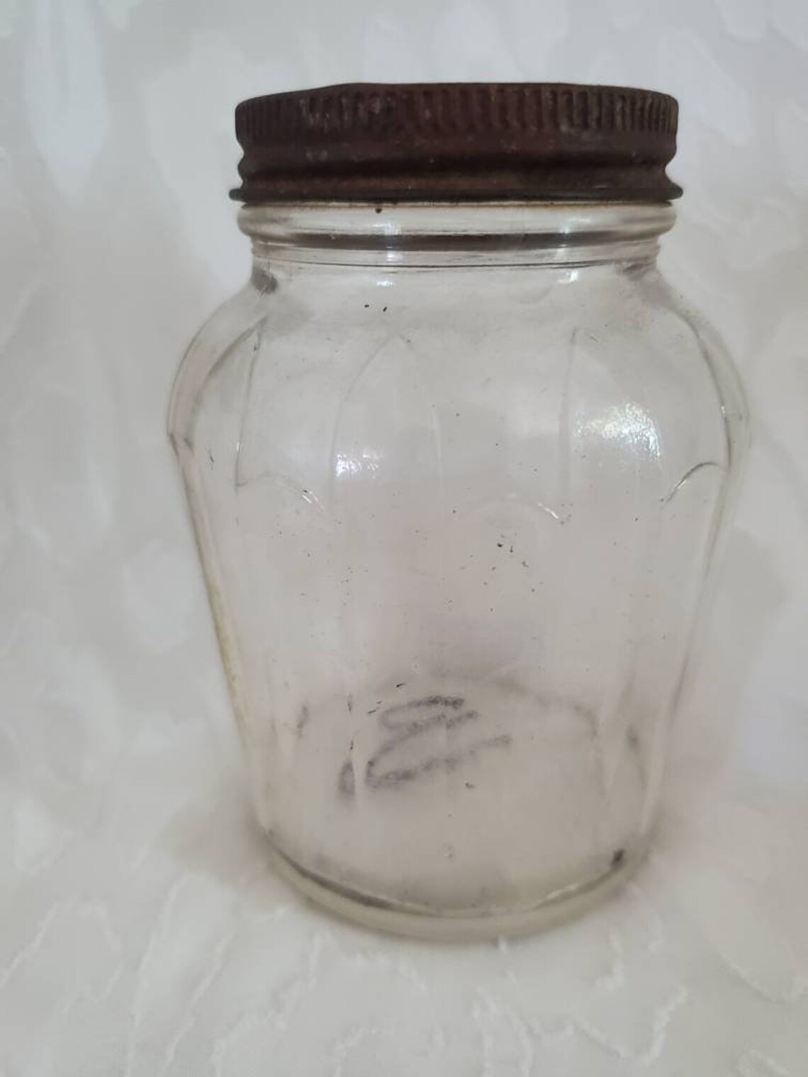 Antique French's Mustard Jar Clear Pressed Glass With Tin Etsy