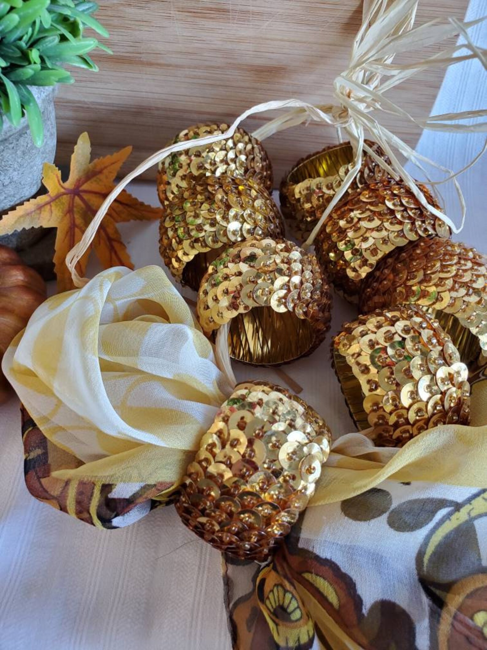 Vintage Gold Sequin Napkin Rings Set of 8 Christmas Holiday Etsy