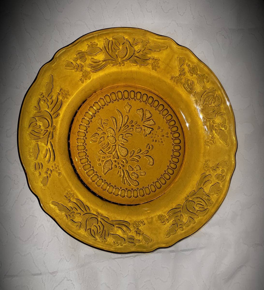 Antique rare amber glass plate made in Indonesia Etsy