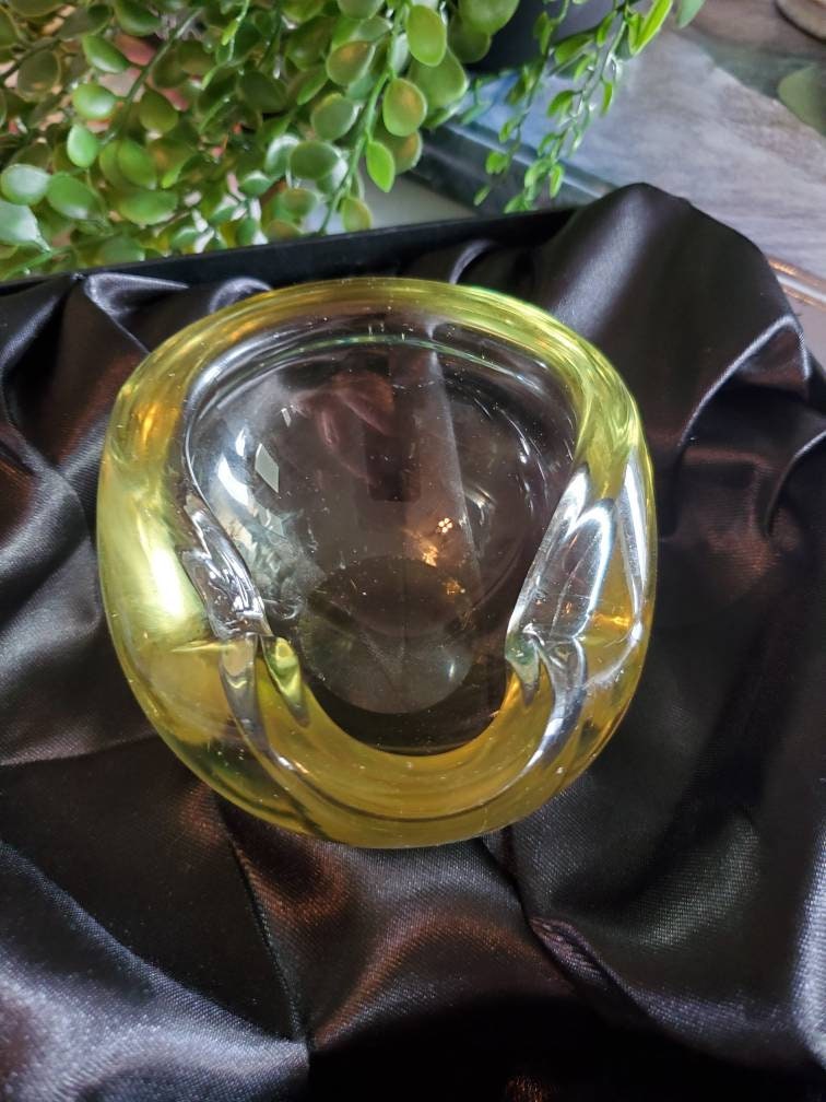 Vintage Italian Yellow Gold Murano Glass Dish Ashtray by - Etsy