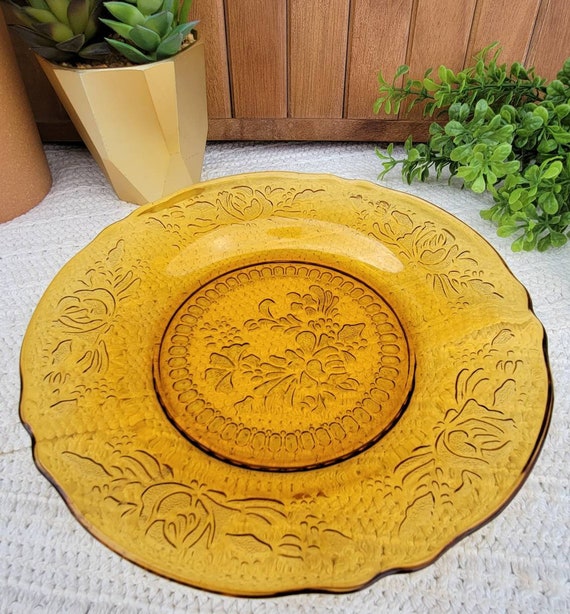 Dining & Serving Home & Living Vintage Amber Glass Dinner Plate,9 D