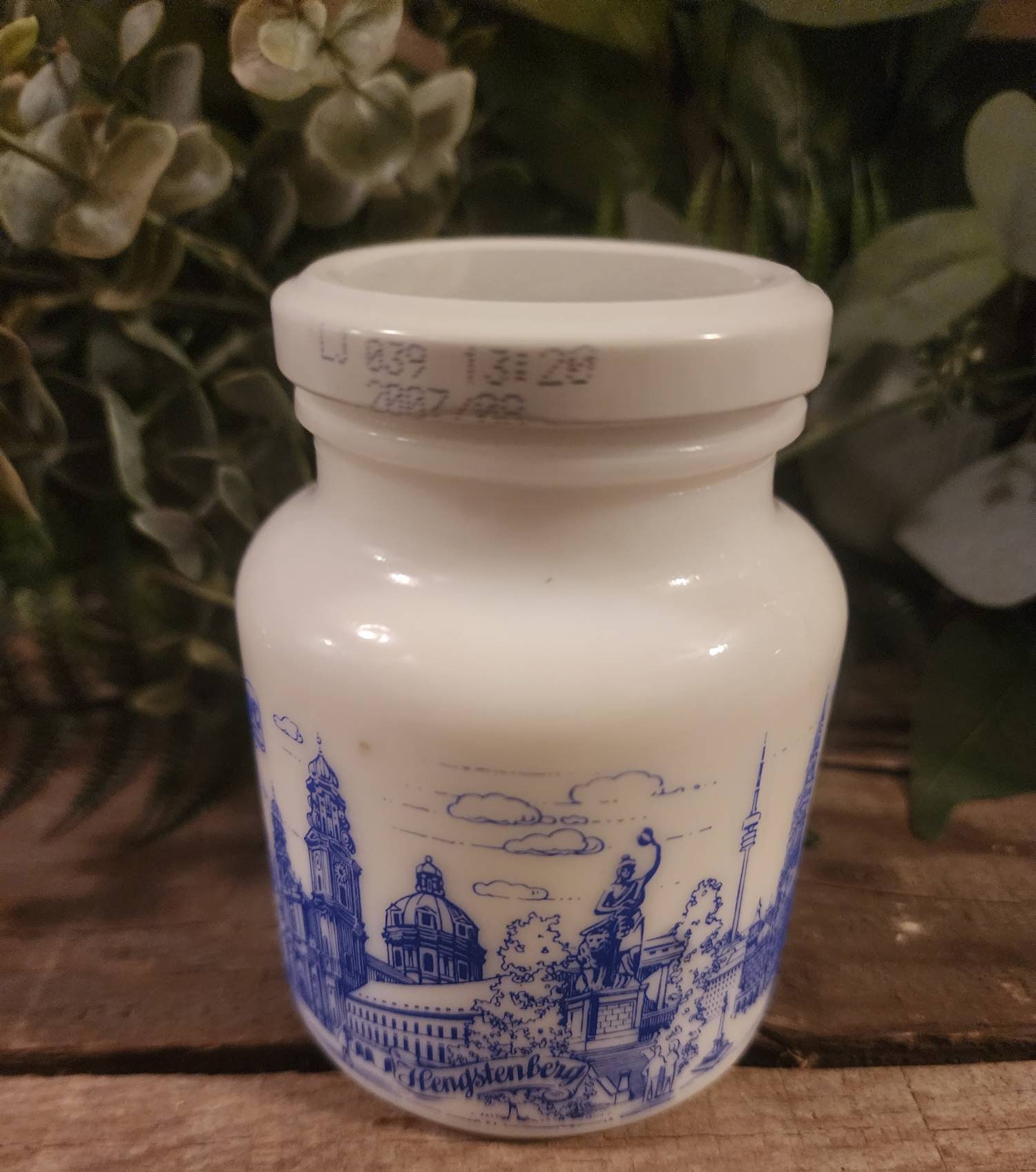 Vintage, German Milk Glass Mustard Jar, Kitchen Collectibles, Vintage Jars, Munchen Serf Mustard