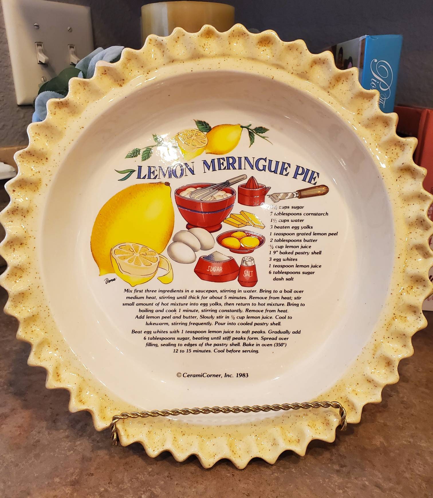 Ceramicornerinc 1983 Lemon Meringue Pie Plate/baking Pan With Etsy