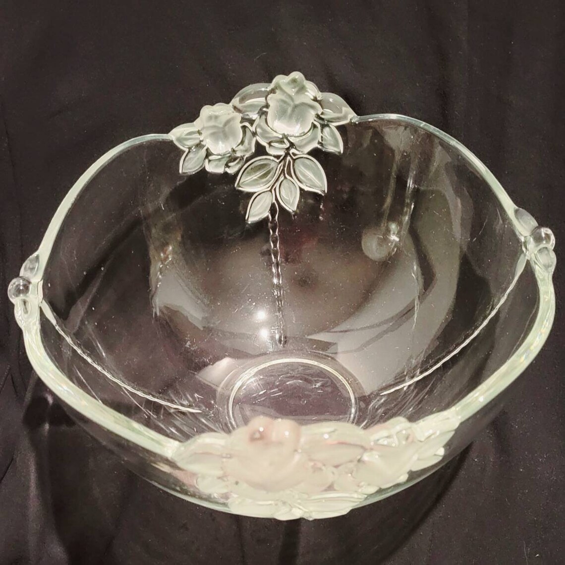 Mikasa Crystal Serving Bowl with Embossed and Gilded roses Etsy