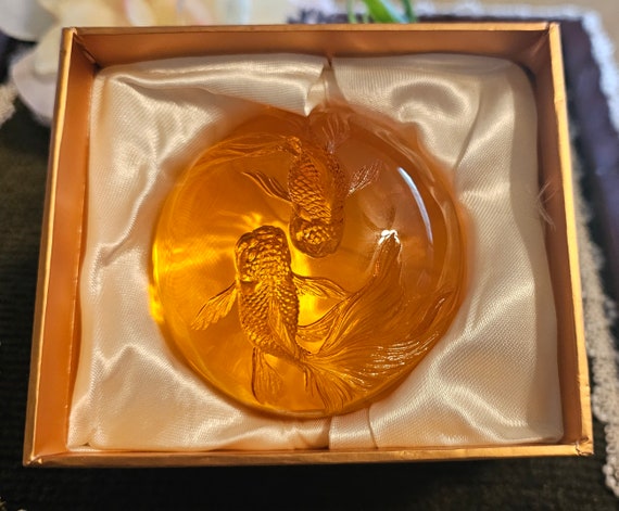 Vintage Tittot Glass Art From Taiwan, Koa Fish Paperweight