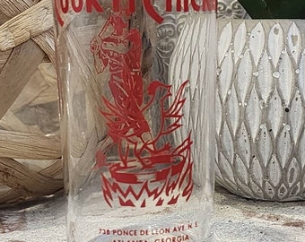 Vintage Rare Cook N Chicken Joe Weatherby Baseball Drinking Glass Atlanta Georgia