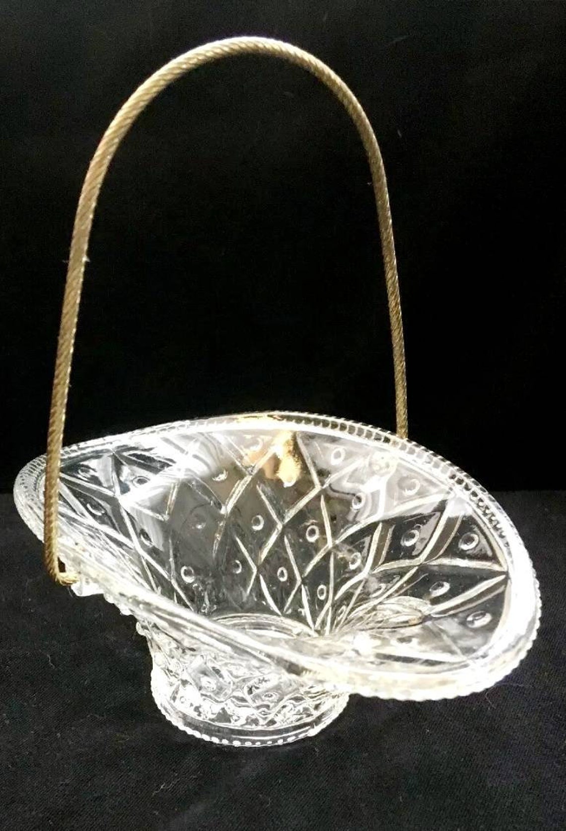 Vintage Avon Fostoria Glass Basket with Wire Handle Gift Etsy