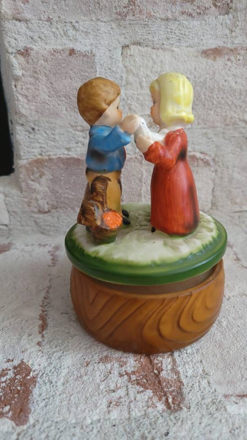 Vintage Musical Figurine Adorable Boy & Girl Etsy