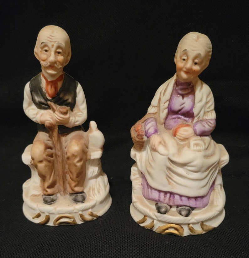Vintage Old Man & Old Woman porcelain figurines Etsy