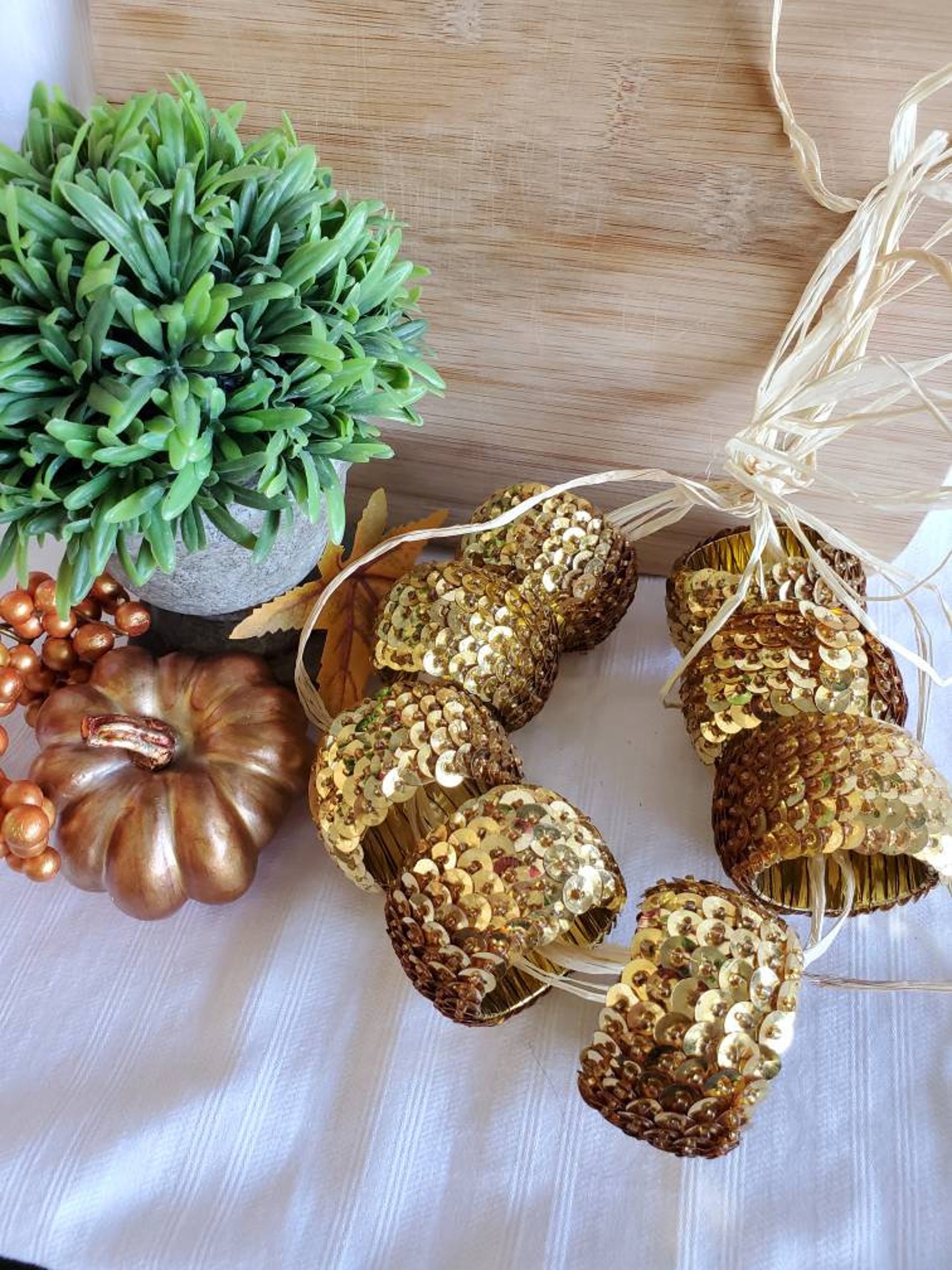 Vintage Gold Sequin Napkin Rings Set of 8 Christmas Holiday Etsy