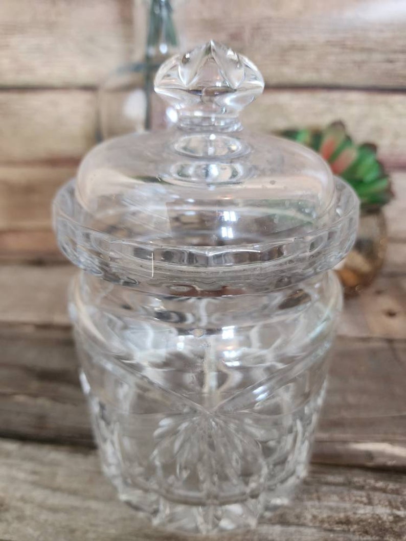 Vintage Cut Glass Biscuit Jar, Lidded Crystal Candy Jar, Crystal Cookie