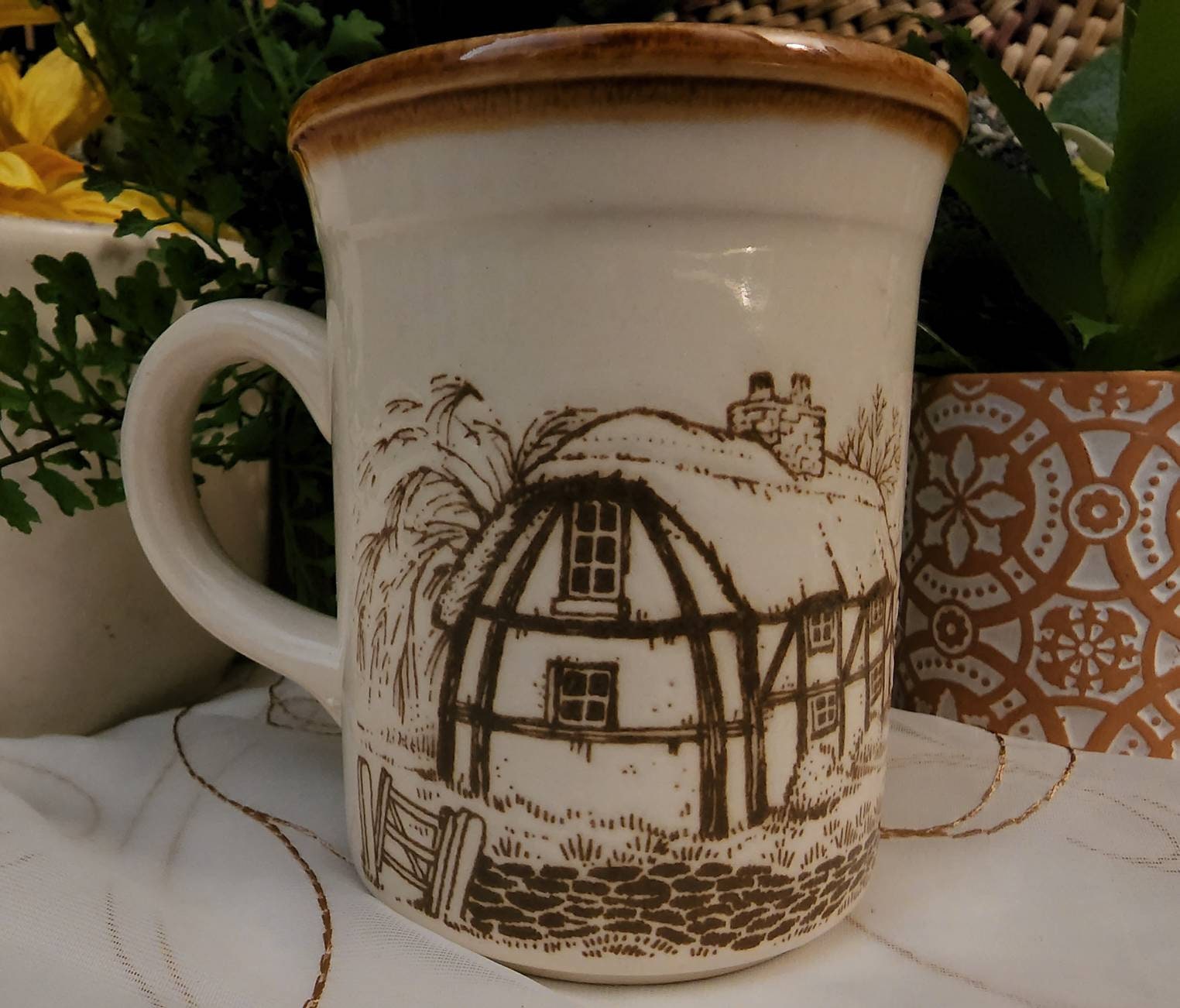 Vintage Biltons Made in England Mugs Village Scene Stoneware