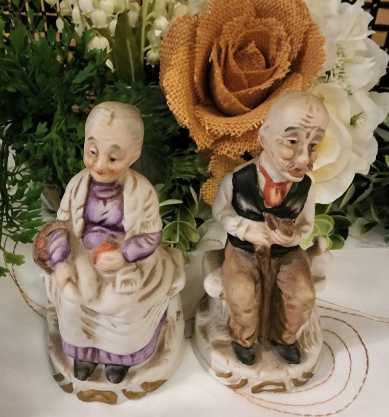 Vintage Old Man & Old Woman Porcelain Figurines, Collectible Figurines ...