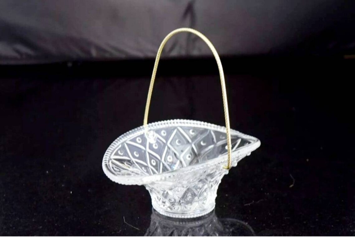 Vintage Avon Fostoria Glass Basket with Wire Handle Gift Etsy