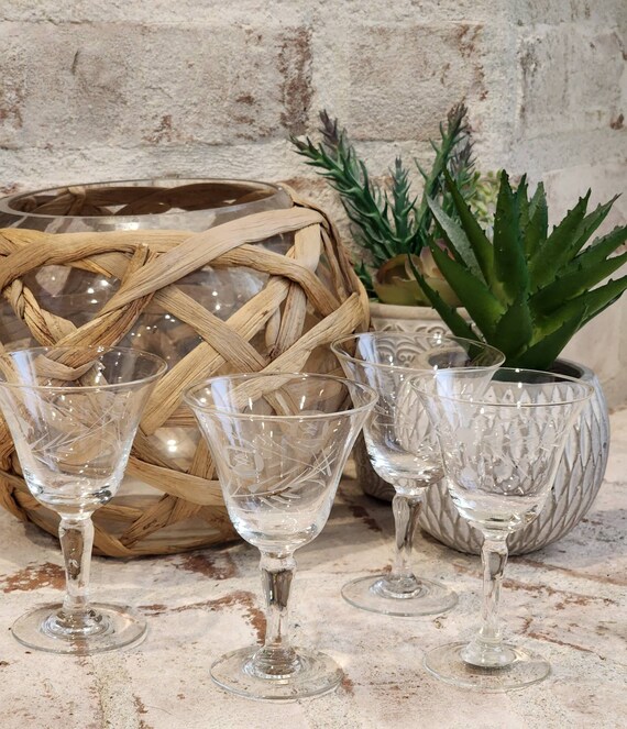 Ensemble de 4 verres à cocktail à liqueur en cristal transparent Boopie, forme boule en verre, impériale, vintage - France