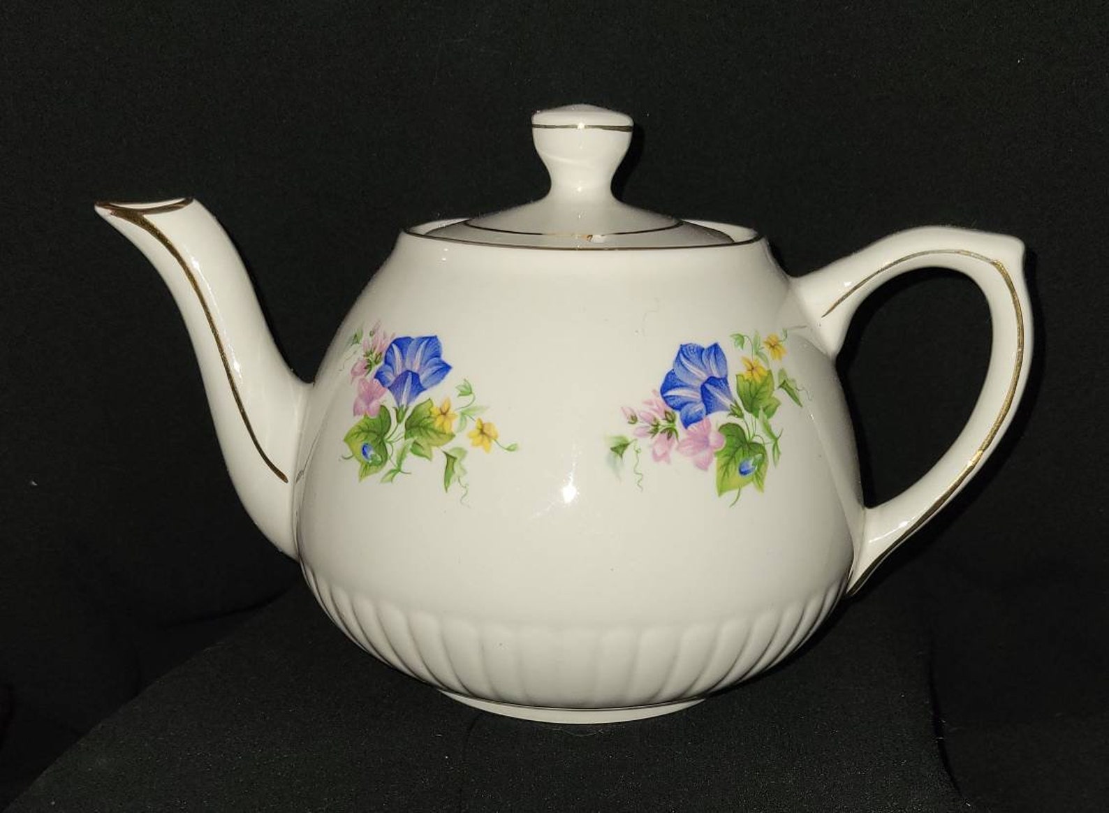 Vintage ellgreave wood sons england teapot blue flowers Etsy