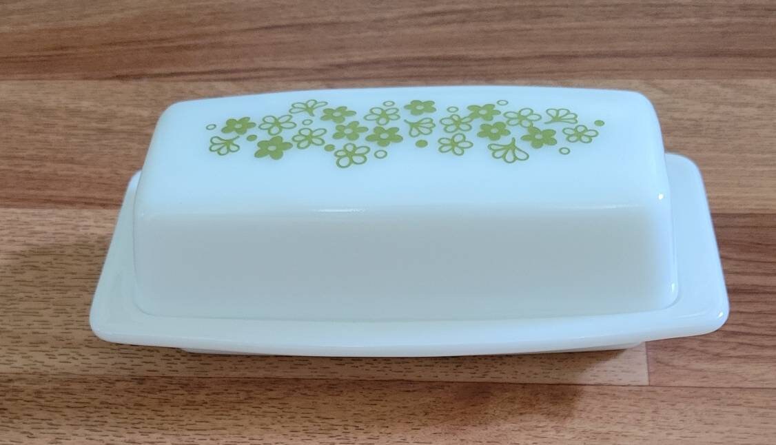 PYREX Butter Dish Crazy Daisy 726 Green Etsy
