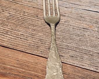 Antique child's fork cuevee silver- warranted