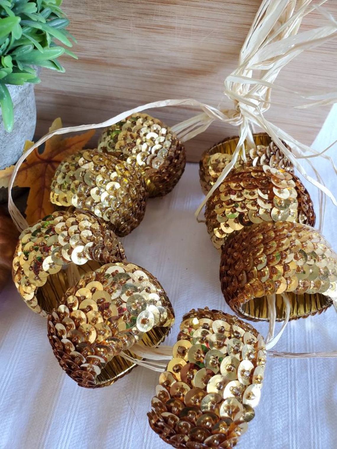 Vintage Gold Sequin Napkin Rings Set of 8 Christmas Holiday Etsy