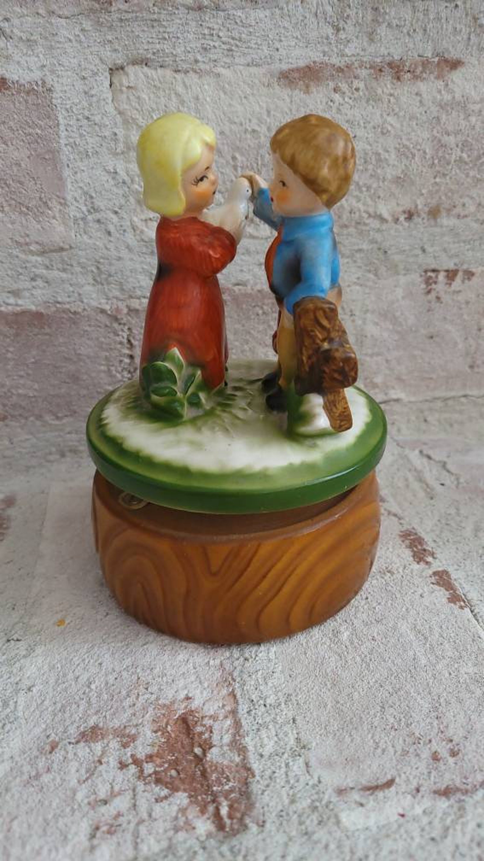 Vintage Musical Figurine Adorable Boy & Girl Etsy