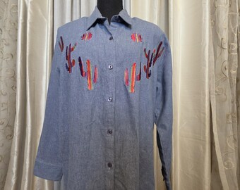 Vintage Passion made in the USA western shirt with a desert theme catus and the sun